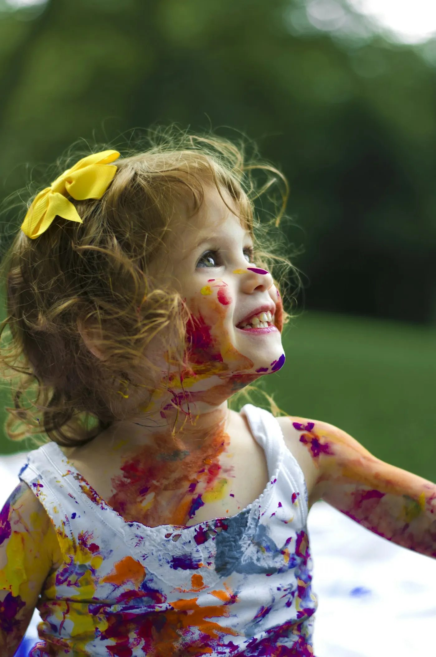 A young learner enjoying a creative activity